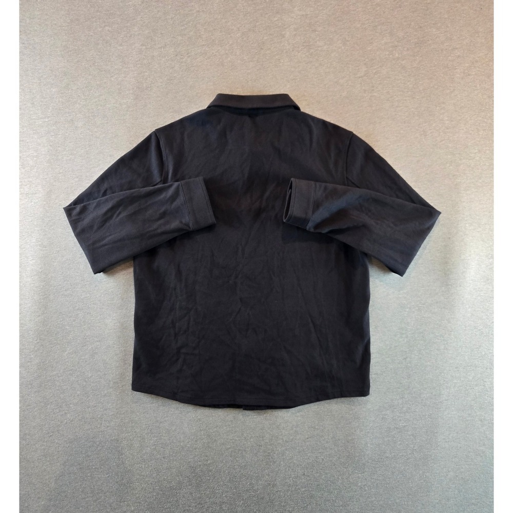 Quince Cotton Pique Knit Overshirt Mens Large Black Organic Blend Shacket L - Picture 2 of 10